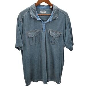 Tommy Bahama Mens XL Blue Pima Cotton Polo Shirt Two Pocket Island Modern Fit